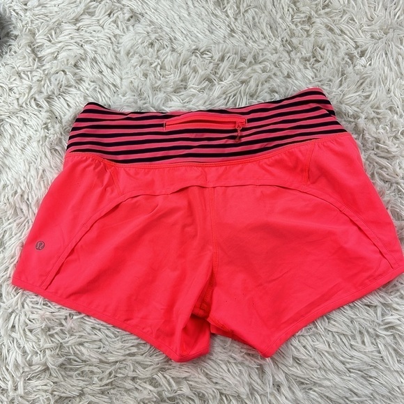 Lululemon Run Times Short *4-way Stretch 4" Electric Coral / Narrow Bold Stripe - Picture 5 of 6